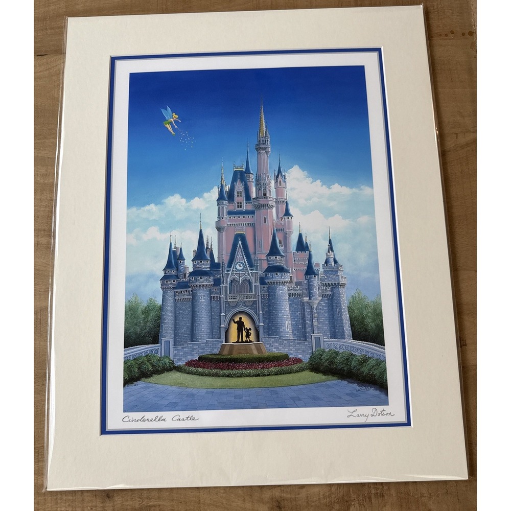 Disney Parks Larry Dotson Cinderella Castle Print 20x15" Tinker Bell Mickey‎